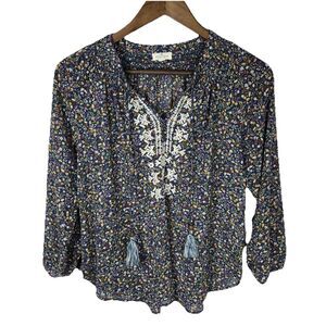 Mason Belle Embroidered Mini Floral Cottagecore Blouse Small